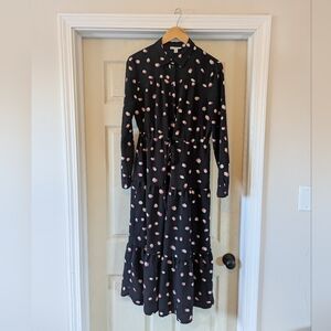 Topshop Polka Dot Long Sleeve Shirtdress Size 8